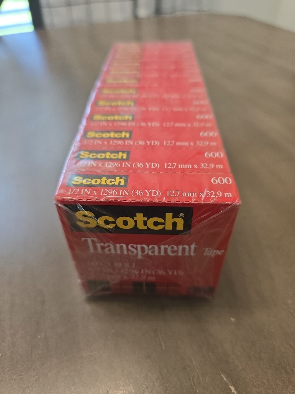 12 Rolls 1/2" 3M Scotch 600 Transparent Tape In Boxes 36yards Per Roll